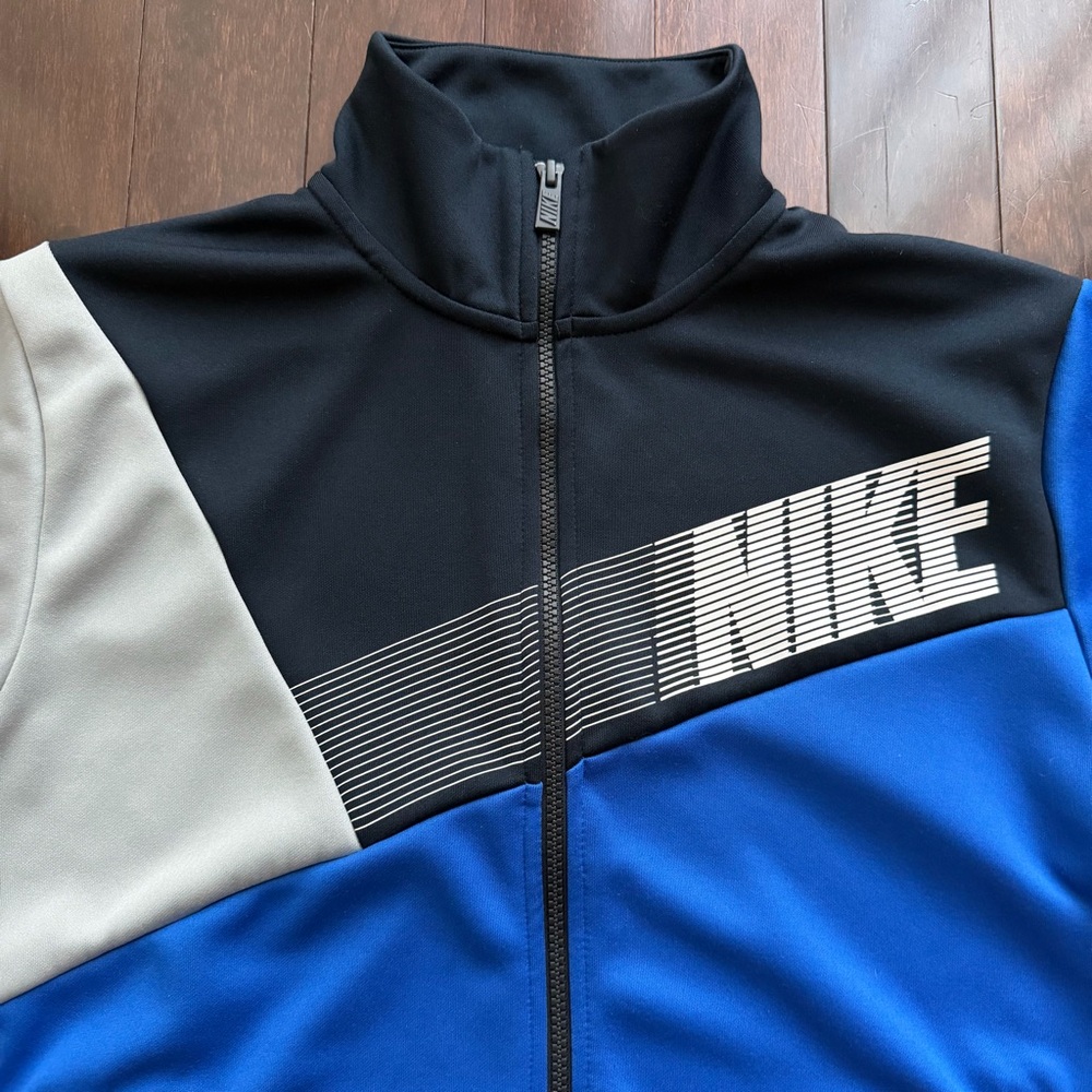 Nike Men’s Vintage Y2K Full Zip Jacket Size L Retro Blue Gray Black Gym Active - Picture 2 of 8